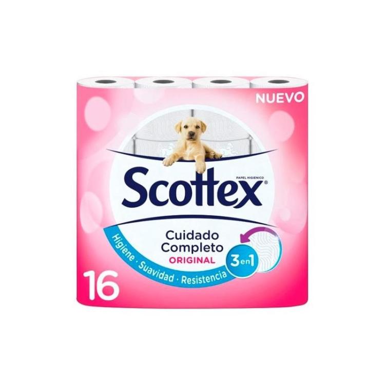 Scottex - SCOTTEX ORIGINAL PAPEL HIGIÉNICO DOBLE CAPA PACK DE 16 ROLLOS