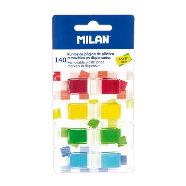 Milan - MILAN MARCADORES DE PÁGINA REMOVIBLES 140 PUNTOS 45X12MM 4 COLORES TRANSPARENTES