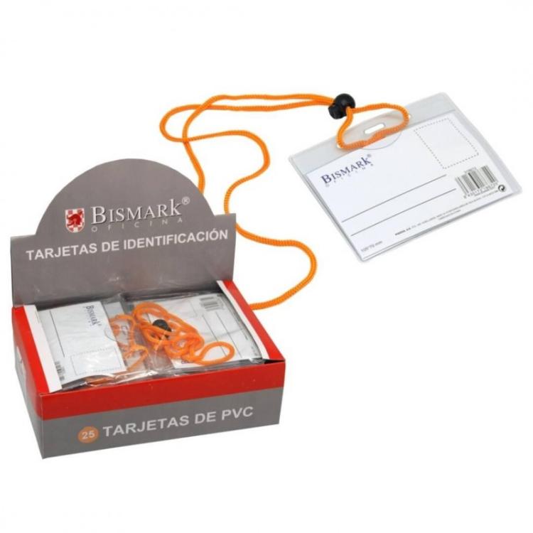 Bismark - BISMARK TARJETAS DE IDENTIFICACIÓN PVC HORIZONTAL 10,9X9 CM CORDÓN NARANJA