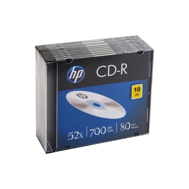 HP - HP CD-R , 700MB, 52X, PACK 10 UNIDADES SLIM CASE