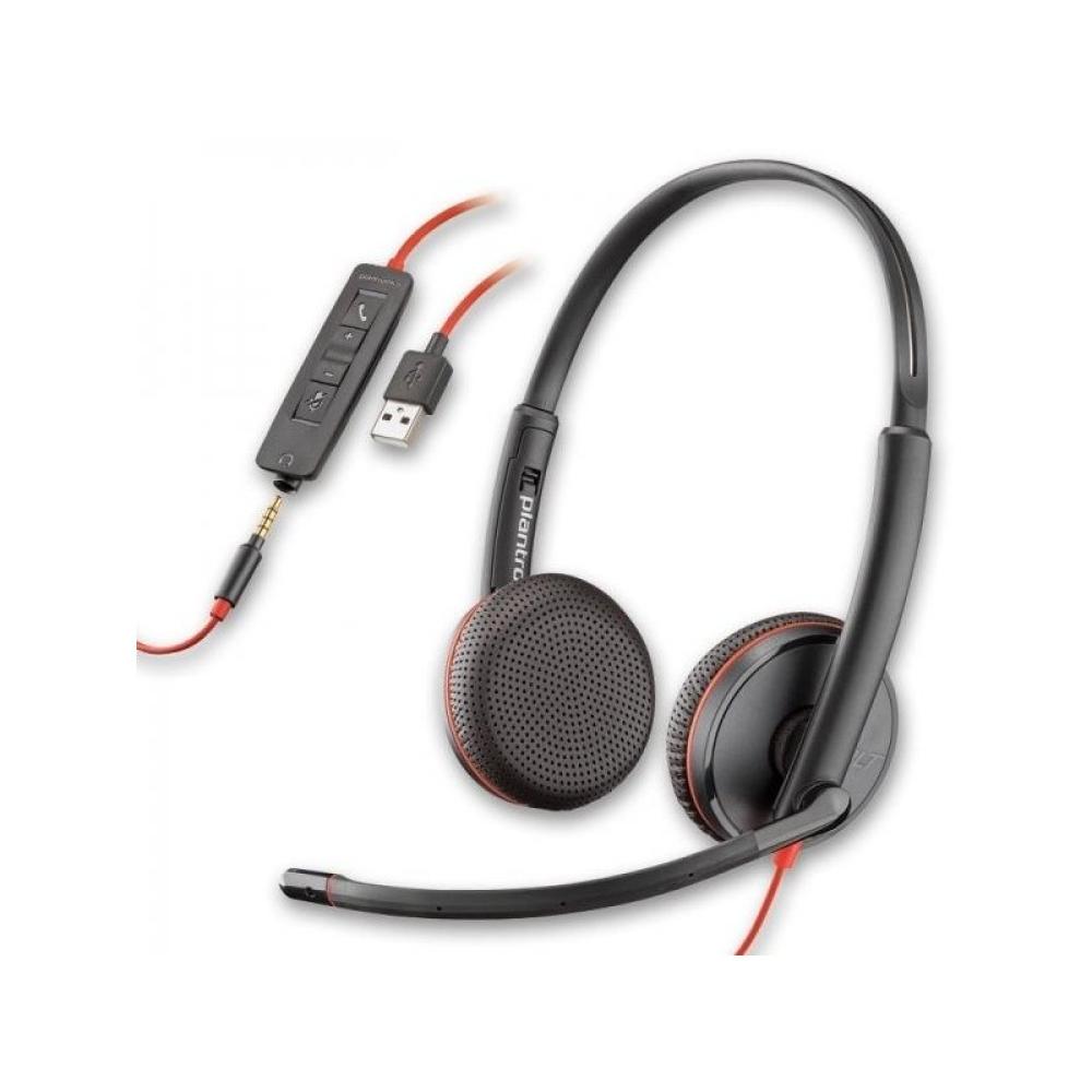 HP Poly - POLY AURICULARES BLACKWIRE C3225 DIADEMA ESTÉREO C/ MICRÓFONO CONTROL DE VOLUMEN CABLE USB/JACK 3.5MM NEGRO