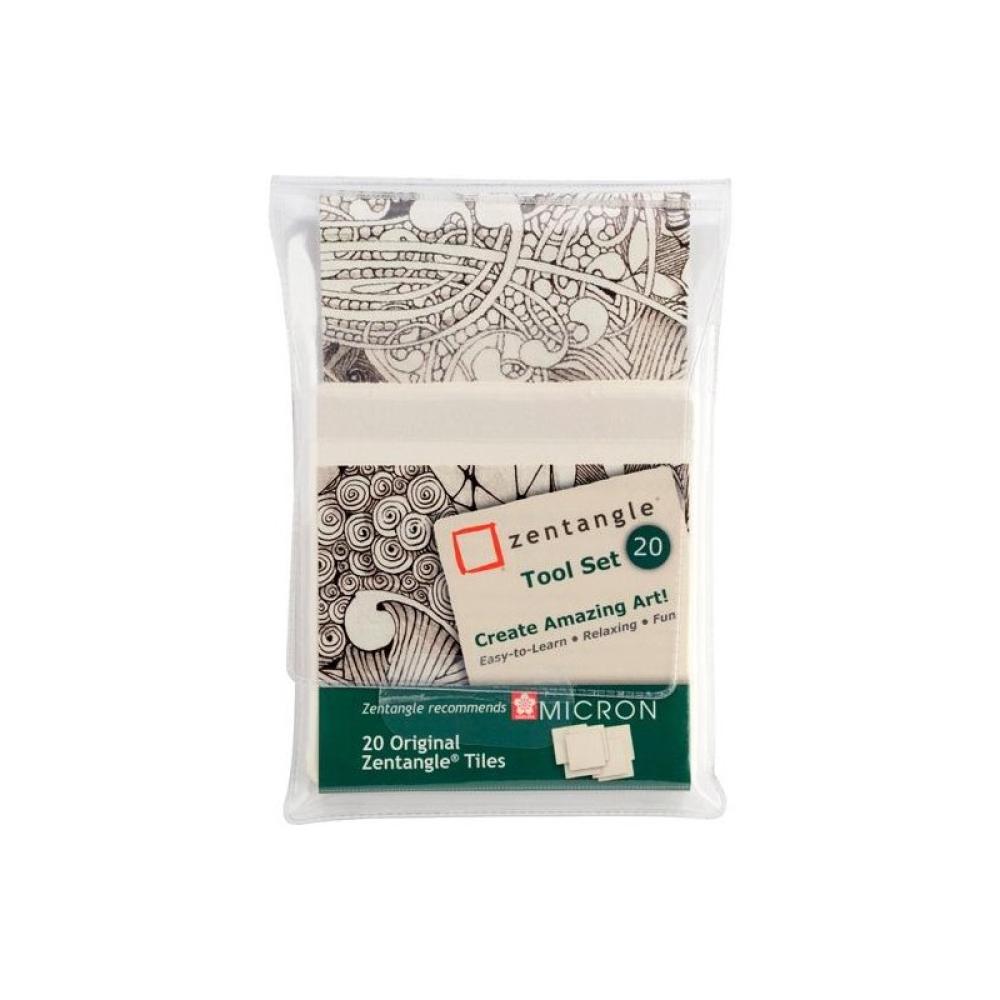 Talens - TALENS SAKURA ZENTANGLE TOOL SET 20 TARJETAS 89X89MM BLANCO