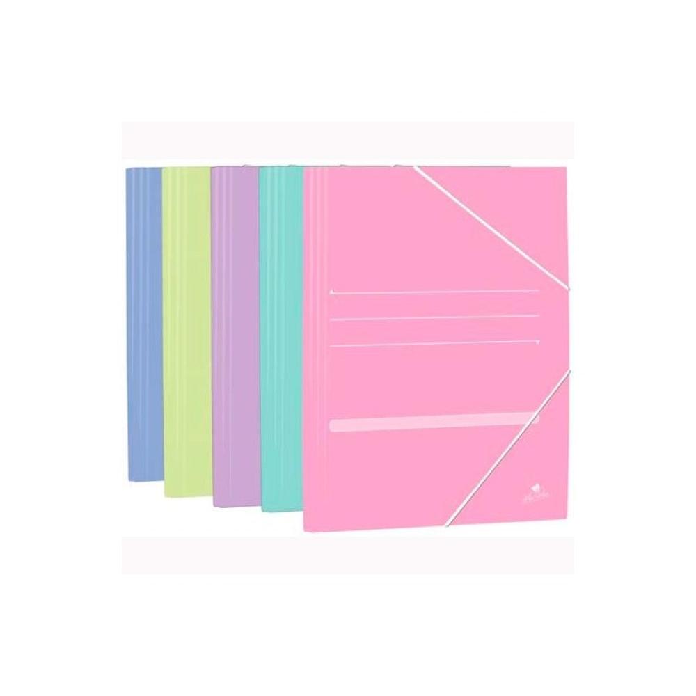 Mariola - MARIOLA CARPETA CON GOMAS 3 SOLAPAS FOLIO CARTÓN MATE 500GR C/SURTIDOS PASTEL - Pack de 20 unidades - Color no elegibl