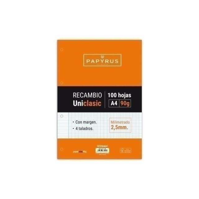 Papyrus - RECAMBIO PAPYRUS A4 100h MULTIT.MM C/M - Pack de 24 unidades