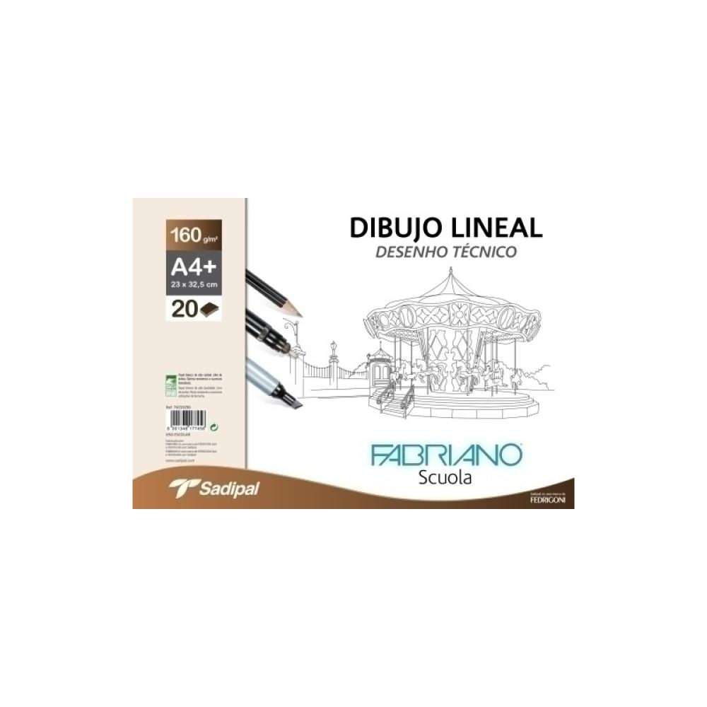 Fabriano - BLOC DIB.LINEAL FABRIANO A4+ 20h LISO - Pack de 5 unidades