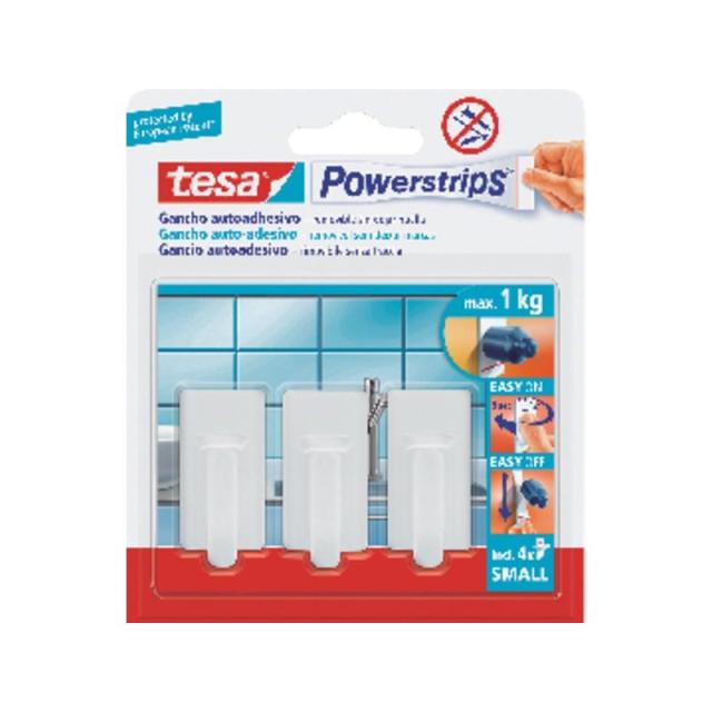 TESA - TES 3 GANCHOS PEQ+4 TIRAS 57530-00014-01 Pack 6 Unid.