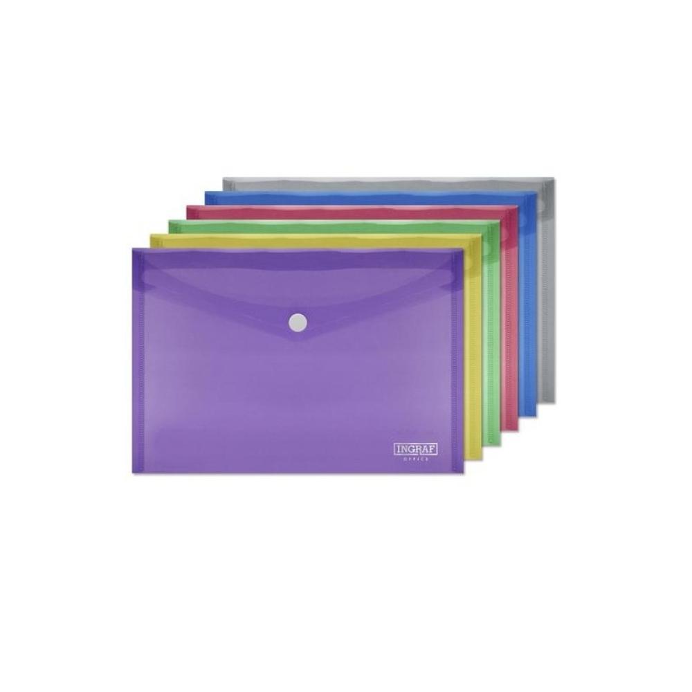 Ingraf - INGRAF SOBRE PORTADOCUMENTOS CON BROCHE A5 COLORES SURTIDOS - Pack de 10 unidades - Color no elegible