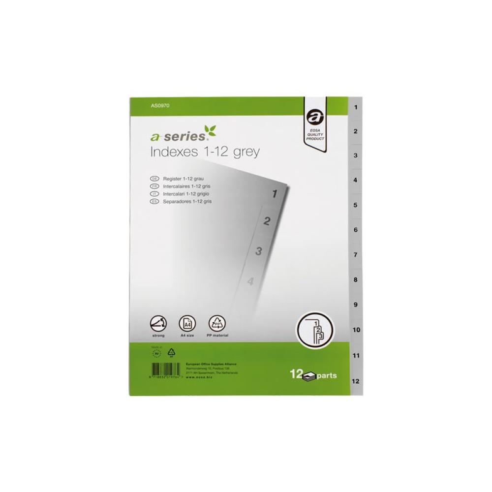 A - SERIES - INDICE A-SERIES 1-12 PP A4 GRIS AS0970