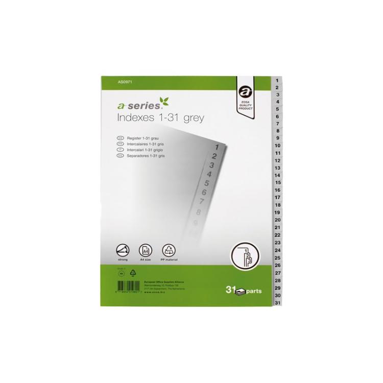 A - SERIES - INDICE A-SERIES 1-31 PP A4 GRIS AS0971