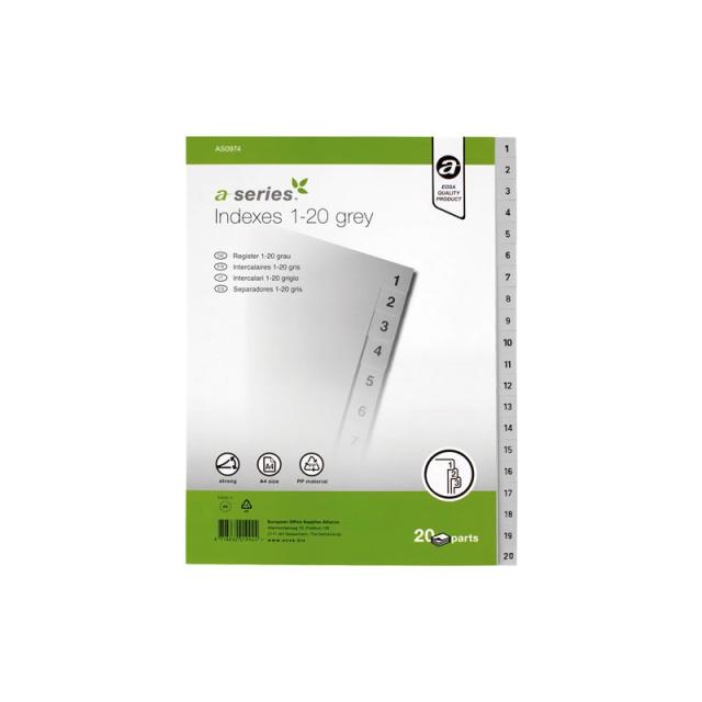 A - SERIES - INDICE A-SERIES 1-20 PP A4 GRIS AS0974
