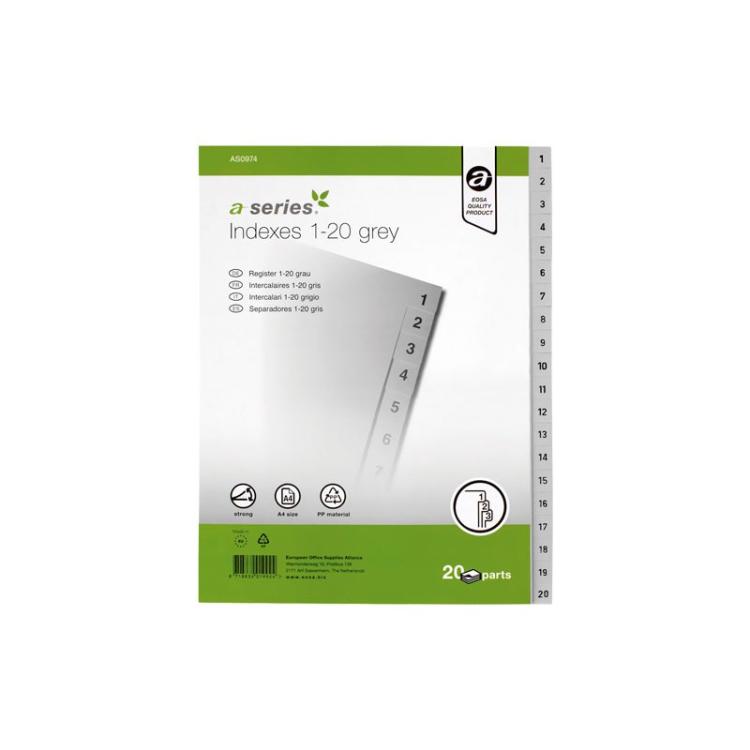 A - SERIES - INDICE A-SERIES 1-20 PP A4 GRIS AS0974