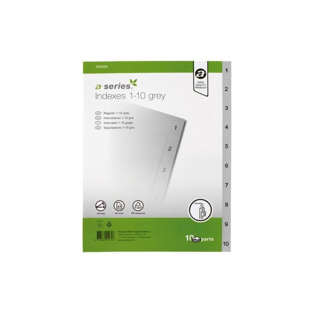 A - SERIES - INDICE A-SERIES 1-10 PP A4 GRIS AS0969