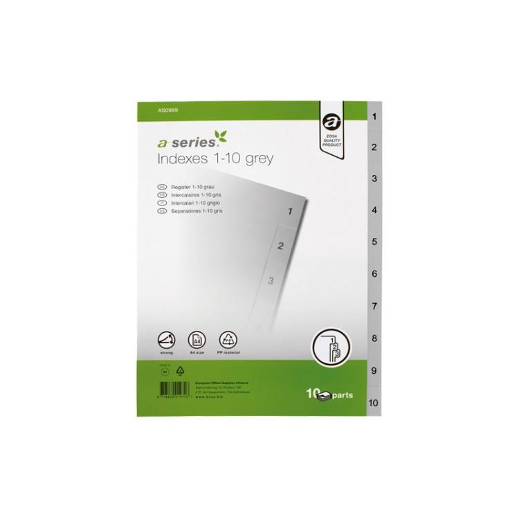 A - SERIES - INDICE A-SERIES 1-10 PP A4 GRIS AS0969