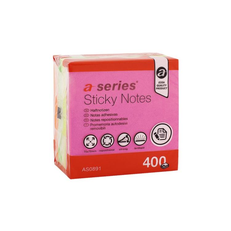 A - SERIES - CUBO NOTAS STICKY A-SERIES 400H 75X75MM BRILLIANT