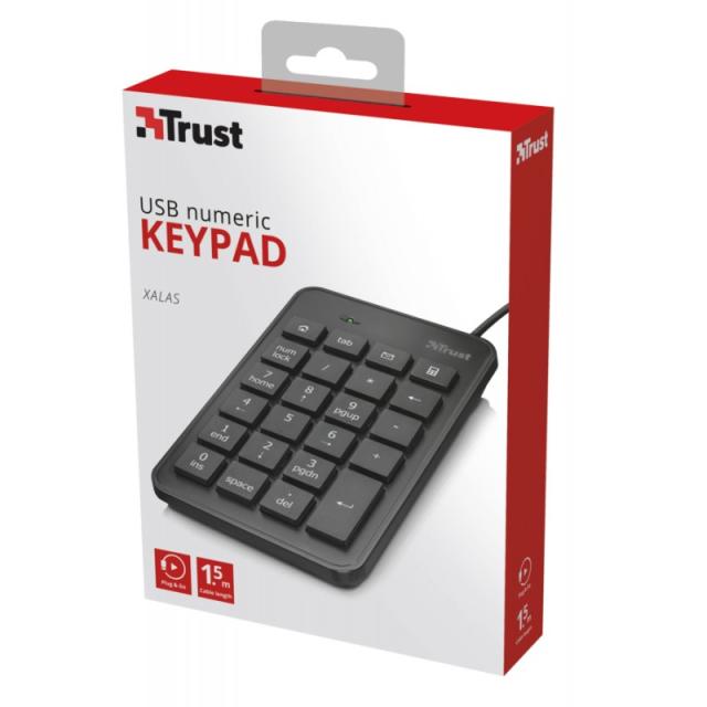 Trust - 22221 teclado numérico Portátil/PC USB Negro