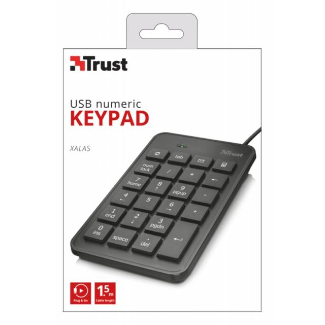 Trust - 22221 teclado numérico Portátil/PC USB Negro