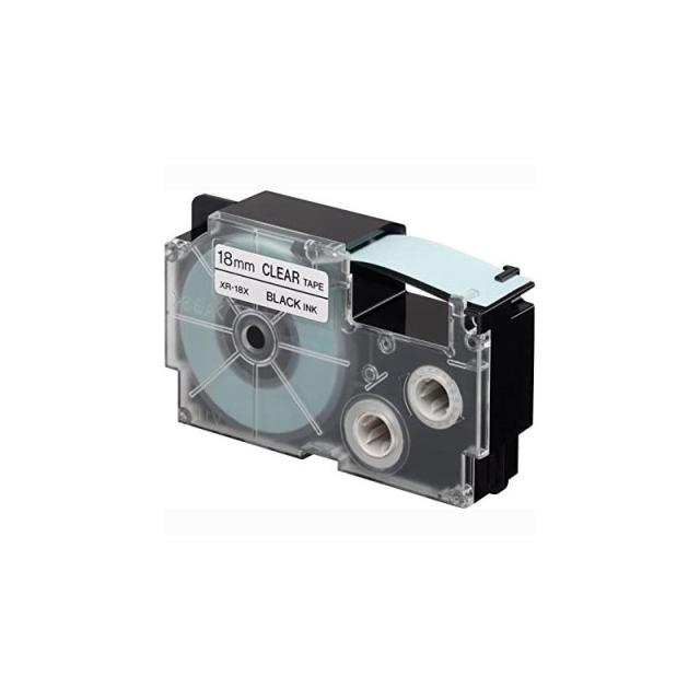 Casio - CASIO CINTA PARA ETIQUETADORA 8M X 18MM NEGRO/TRANSPARENTE