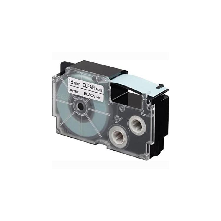 Casio - CASIO CINTA PARA ETIQUETADORA 8M X 18MM NEGRO/TRANSPARENTE