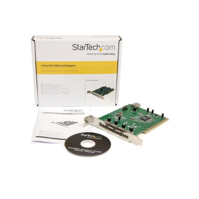 StarTech.com - Adaptador Tarjeta PCI USB 2.0 de Alta Velocidad 7 Puertos - 4 Externos y 3 Internos