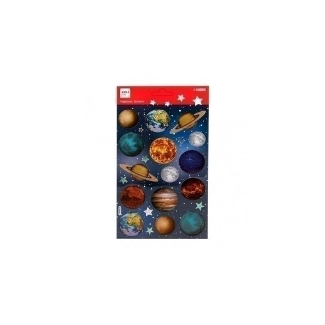 APLI - STICKERS APLI (18558) Bl.1h. PLANETAS - Pack de 5 unidades