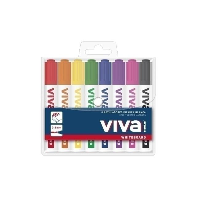 Molin - MOLIN ROTULADOR PIZARRA BLANCA VIVA P/REDONDA BLISTER DE 8 C/SURTIDOS - Color no elegible