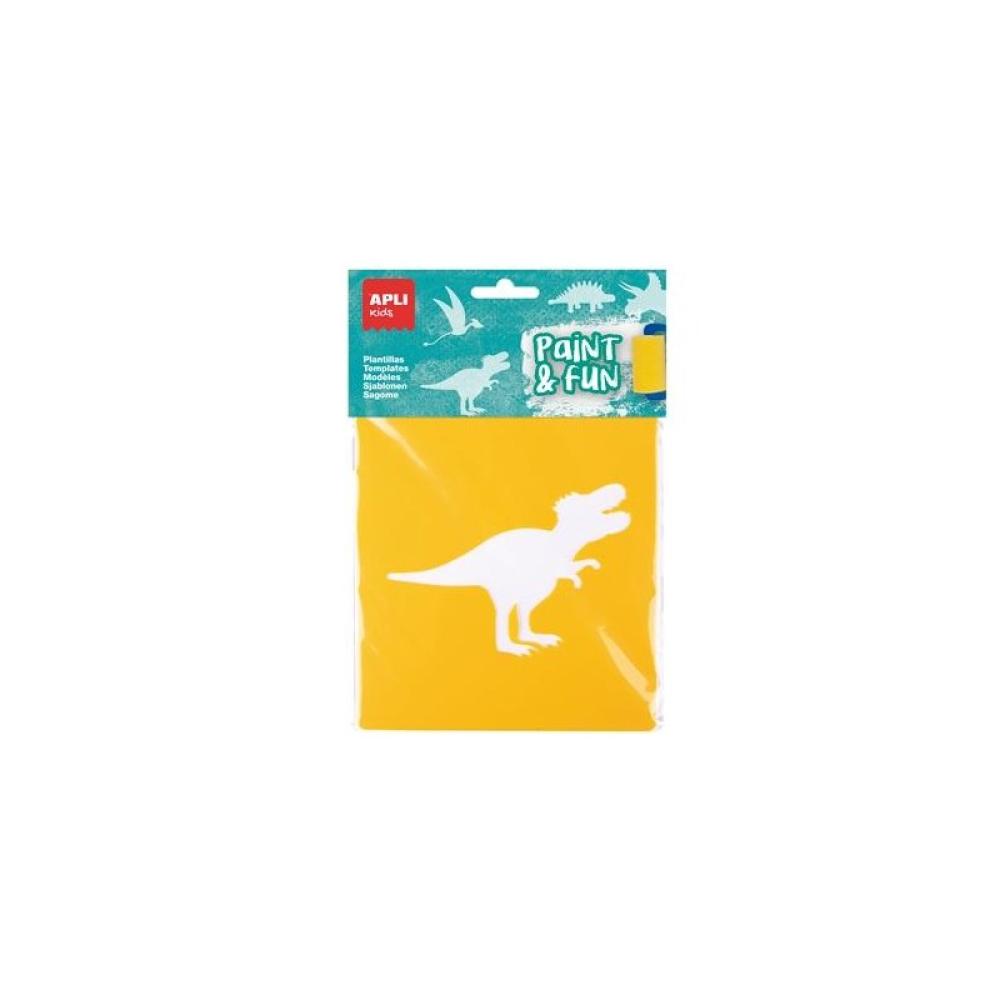 APLI - APLI PLANTILLAS DE FORMAS DINOSAURIOS PAINT & FUN PP FLEXIBLE BOLSA DE 6 SURTIDOS - Color no elegible