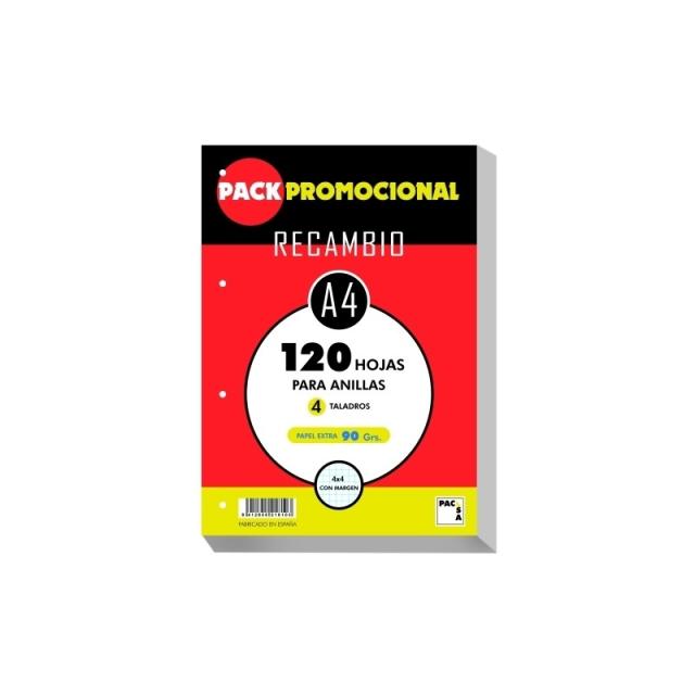 Pacsa - PACSA RECAMBIO 4 TALADROS 120 HOJAS 90 GR 4X4 A4