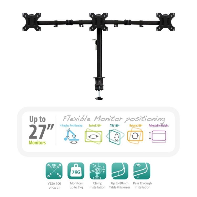 Ewent - EW1513 soporte para monitor 68,6 cm (27") Negro Escritorio