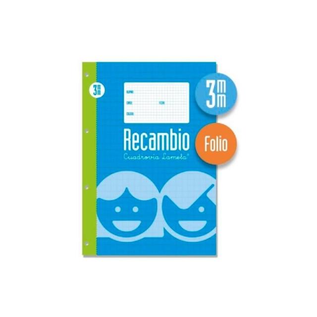 Lamela - LAMELA RECAMBIO HOJAS MICROPERFORADAS FOLIO CUADRÍCULA 3MM C/ MARGEN PACK -5U-