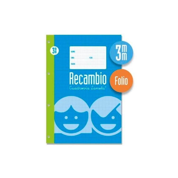 Lamela - LAMELA RECAMBIO HOJAS MICROPERFORADAS FOLIO CUADRÍCULA 3MM C/ MARGEN PACK -5U-