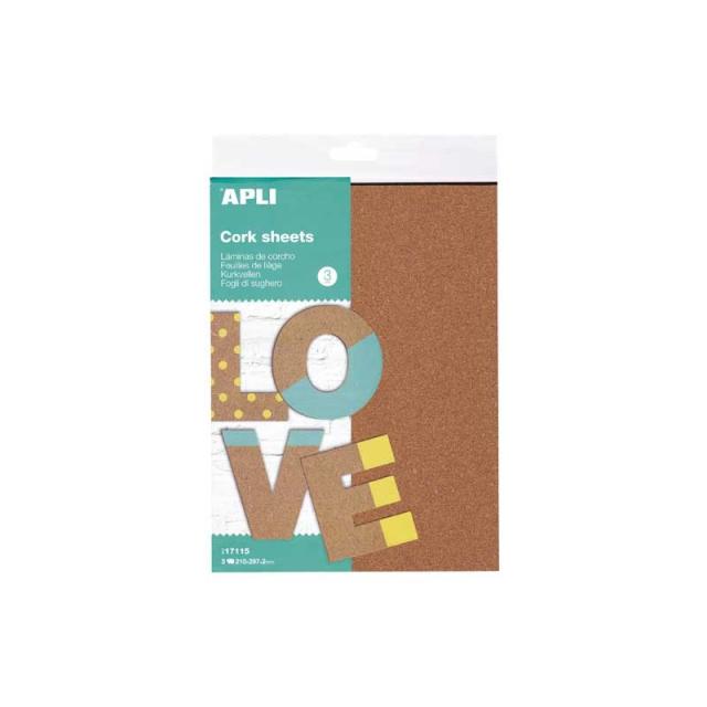 APLI - BLISTER 3H LAMINAS CORCHO APLI 2MM