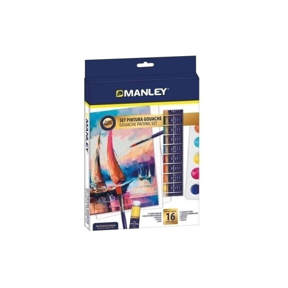 Manley - MANLEY SET PINTURA GOUACHE SET 16 PIEZAS C/SURTIDOS - Color no elegible