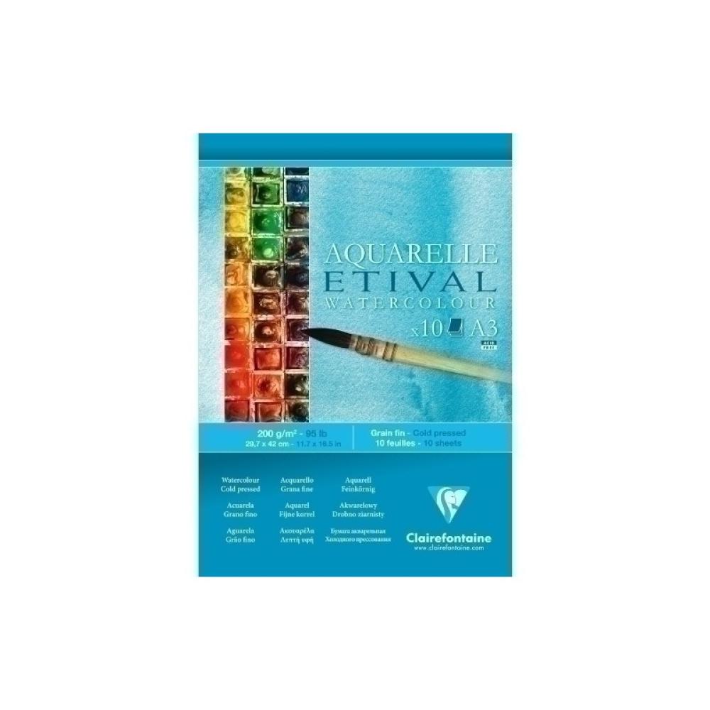 Clairefontaine - BLOC DIBUJO CLAIR.ETIVAL ACUARELA A3 300 - Pack de 5 unidades - 96303C
