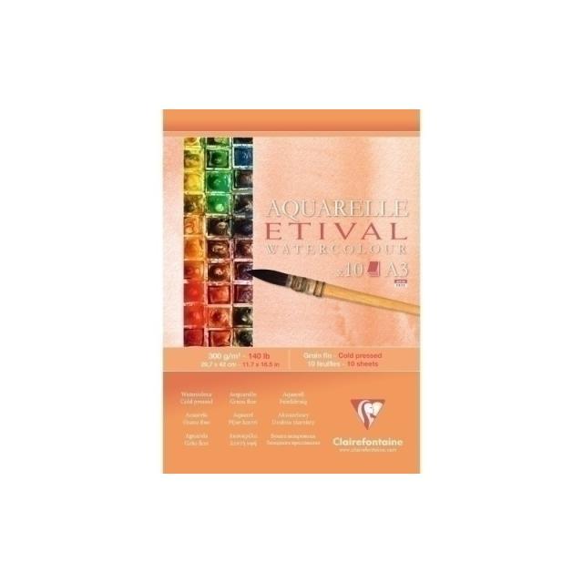 Clairefontaine - BLOC DIBUJO CLAIR.ETIVAL ACUARELA A3 300 - Pack de 5 unidades - 96306C