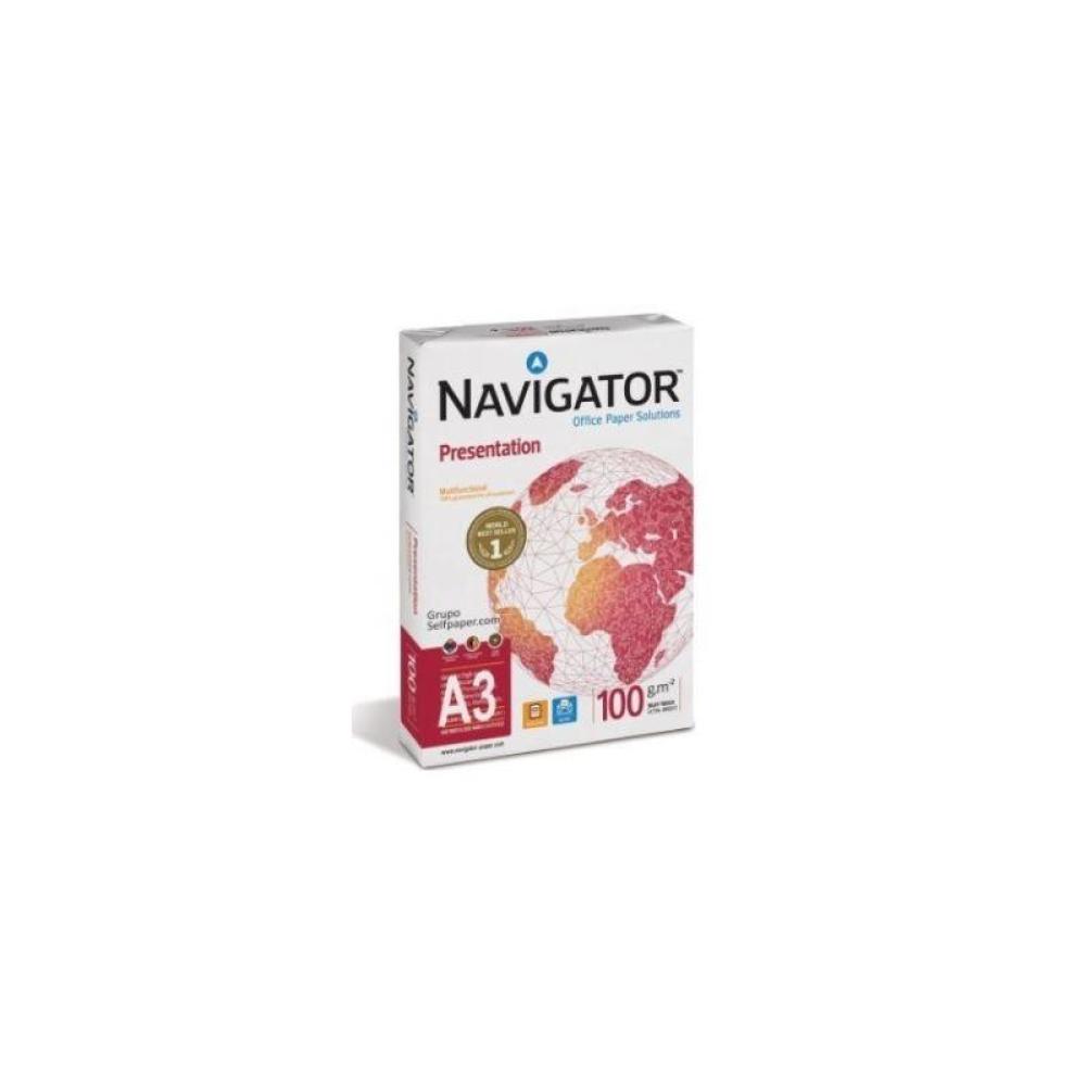 Navigator - NAVIGATOR PAPEL FOTOCOPIADORA DIN A3 100GR PAQUETE DE 500 HOJAS BLANCO - CAJA 4 UDS-