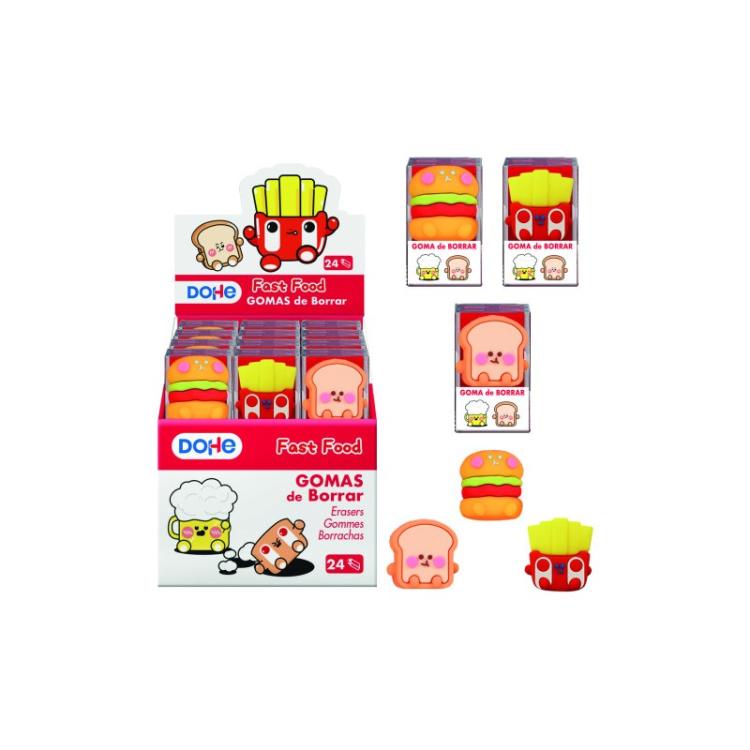 DOHE - EXPOSITOR CON 24 GOMA DE BORRAR FAST FOOD DOHE 79673