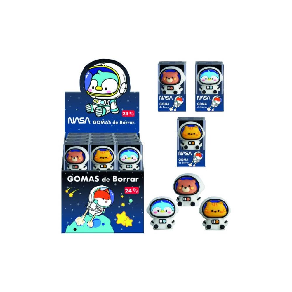 DOHE - EXPOSITOR CON 24 GOMAS DE BORRAR ASTRONAUTAS-ANIMALES - NASA DOHE 79648