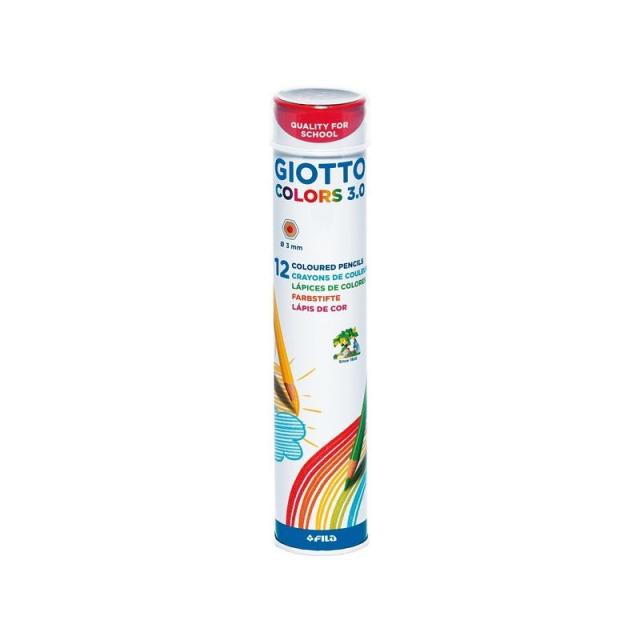 Giotto - Bote metálico 12 lápices de colores mina Ø3,0mm. Colors 3.0 276900 - Pack de 16 unidades