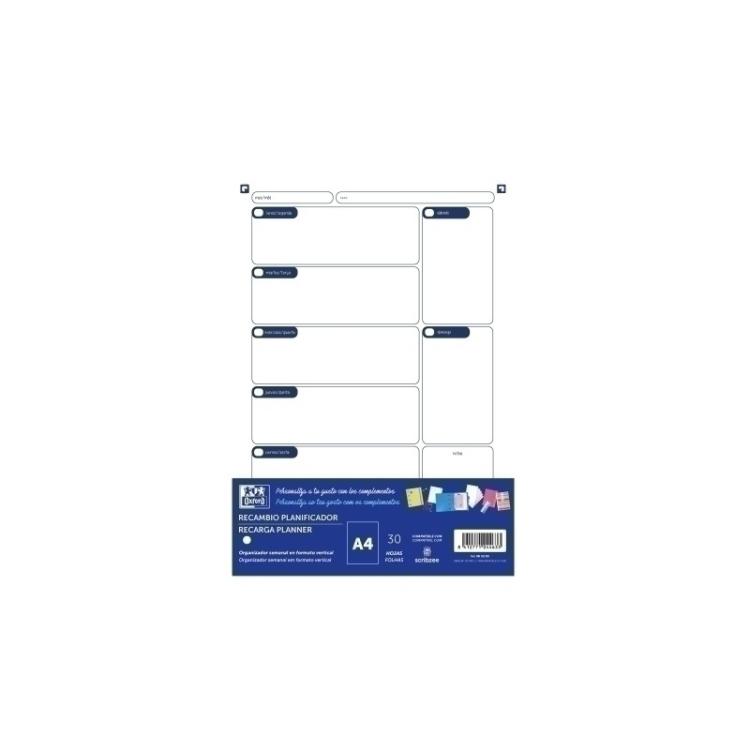 Oxford - OXFORD RECAMBIO PLANNER SEMANAL PARA EBINDER A4 30H 400162338 - Pack de 15 unidades