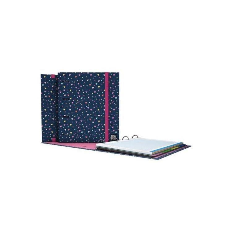 Grafoplas - GRAFOPLÁS CARPETA ANILLAS MIXTAS 4X35 CARPEBOOK A4 C/RECAMBIO 90H 5X5 90GR CARTÓN FORRADO BITS&BOBS HEARTS
