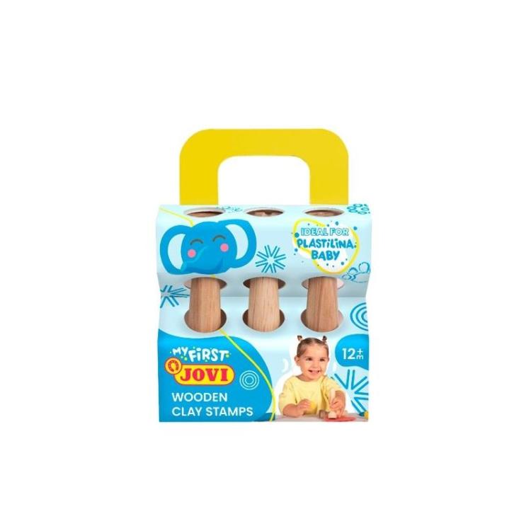Jovi - JOVI MALETÍN DE MODELAJE MY FIRST PLASTILINA BABY CON 3 SELLOS DE MADERA DIFERENTES TEXTURAS +12M - 379/3WS - 1 unidad