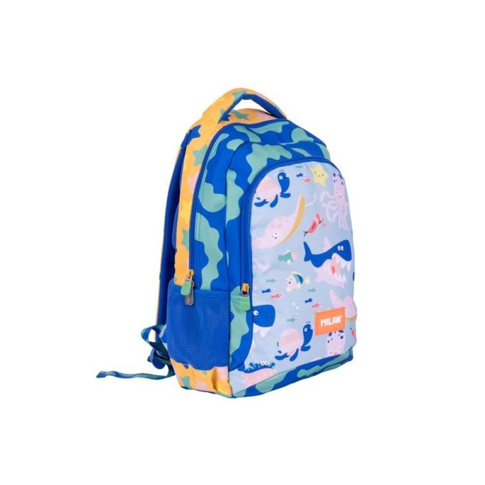 Milan - MILAN MOCHILA ESCOLAR 2 CREMALLERAS 21L SERIE ESPECIAL BLUE ODYSSEY