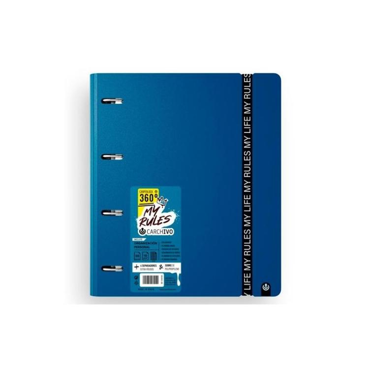 CARCHIVO - CARCHIVO CARPEBLOCK 360 MY RULES CON RECAMBIO 100H A4 5X5 90GR 4 SEPARADORES PP FOAM DEEP BLUE