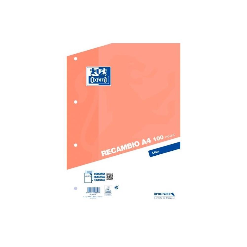 Oxford - OXFORD RECAMBIO CLASSIC 100H A4 SUELTAS 90GR LISO 4 TALADROS NARANJA