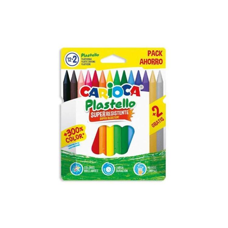 Carioca - CAJA 12+2 PLASTICERA COLORES SURTIDOS PLASTELLO CARIOCA 42714 - Color no elegible