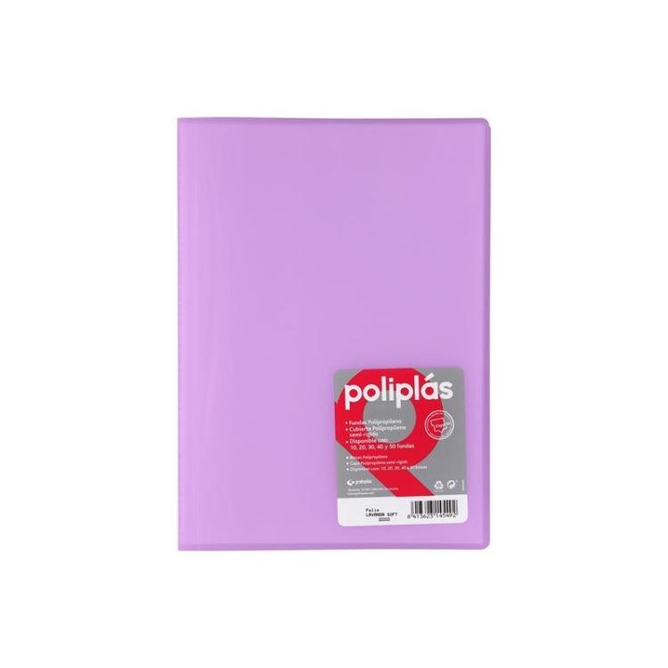 Grafoplas - GRAFOPLÁS CARPETA CON FUNDAS POLIPLÁS SOLDADAS FOLIO 30 FUNDAS PP SEMIRÍGIDO TRANSLÚCIDO LAVANDA SOFT