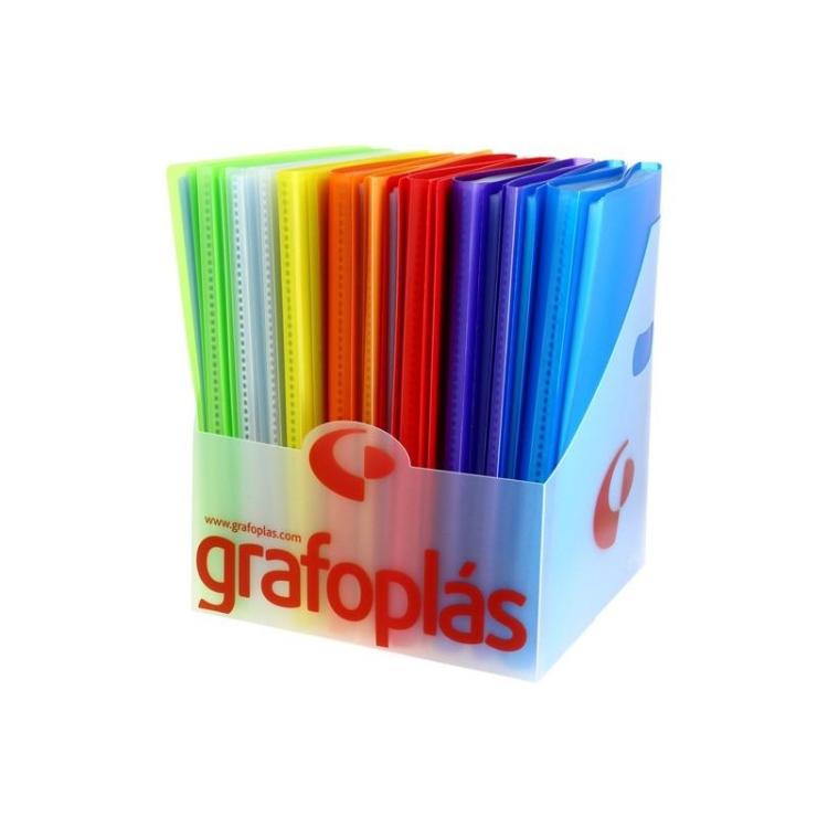 Grafoplas - GRAFOPLÁS CARPETA CON FUNDAS POLIPLÁS SOLDADAS FOLIO PP SEMIRÍGIDO TRANSLÚCIDO C/SURTIDOS EXPOSITOR 20 UD - Color no