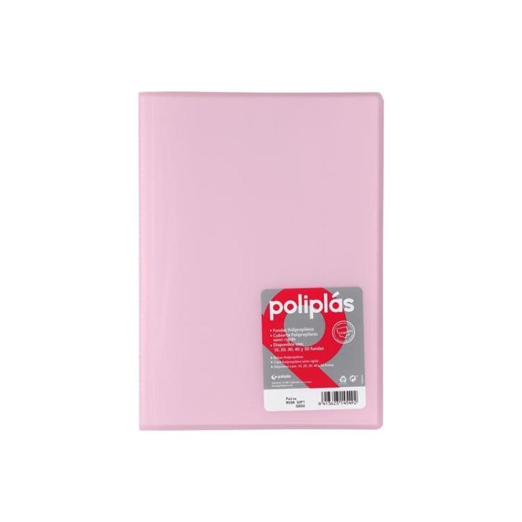 Grafoplas - GRAFOPLÁS CARPETA CON FUNDAS POLIPLÁS SOLDADAS FOLIO 10 FUNDAS PP SEMIRÍGIDO TRANSLÚCIDO ROSA SOFT