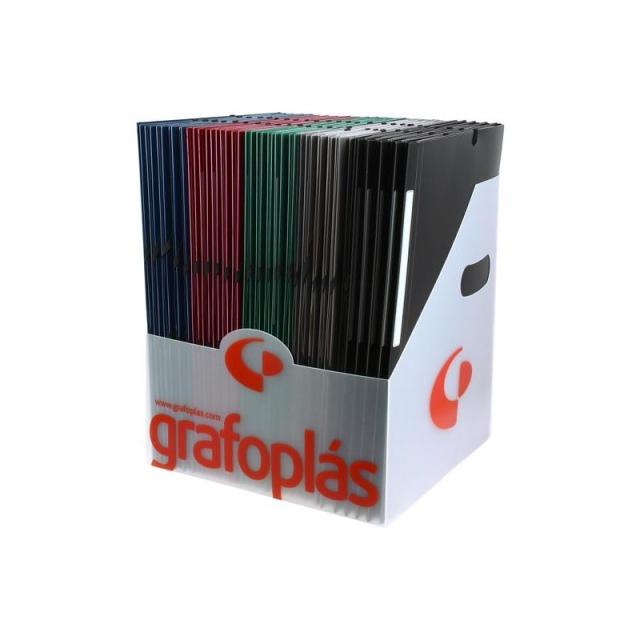 Grafoplas - GRAFOPLÁS CARPETA CON GOMAS POLIGRAF 3 SOLAPAS FOLIO PP OPACO C/SURTIDOS EXPOSITOR 50 UD - Color no elegible