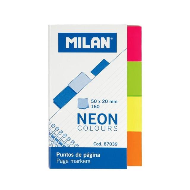 Milan - MILAN MARCADORES DE PÁGINA 160 PUNTOS 50X20MM 4 COLORES NEÓN 87039- Pack de 10 unidades
